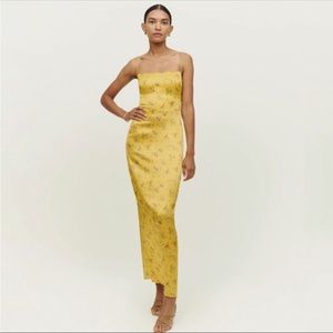 Frankie Dress Yellow Floral Silk NWT Yellow Floral Canaria Long maxi Reformation
